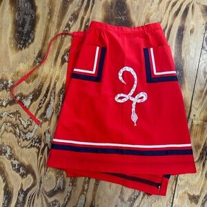 Red Apron with White and Blue Accents